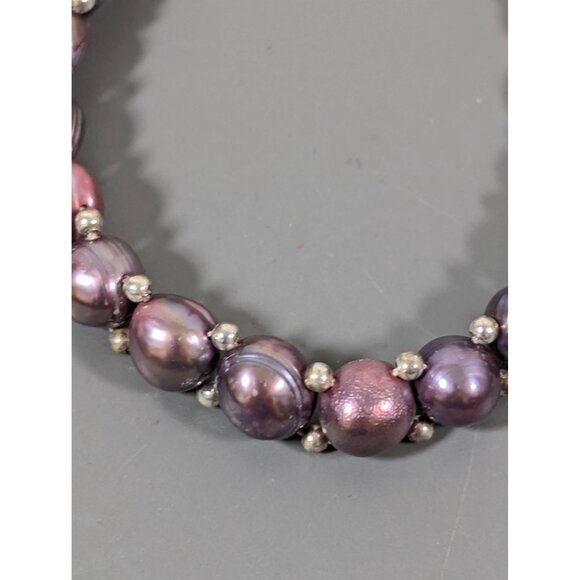 Artisan Purple Dyed Baroque Pearl Tennis Bracelet 6.5" - Picture 6 of 9